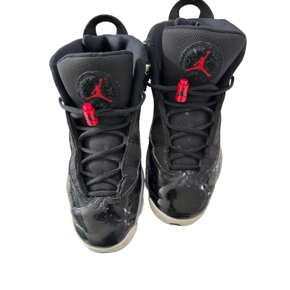 Jordan 6 Rings Kids Black Patent Leather Basketball‎ Shoes FZ4186-010 Size 7Y